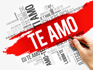 Te amo (I Love You in Spanish) word cloud, concept background