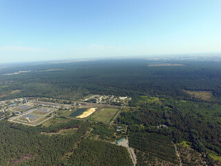 Fototapeta premium Aerial view of the saburb landscape (drone image). Near Kiev