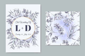 Elegant wedding invitation card template set with seamless pattern floral