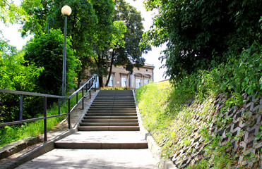 Obraz premium Panorama, Zakon, Budowla, Widok, Baszta, Schody, Szkoła, Budynek, 