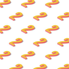 Isometric pattern of the number two. Concept of be the second one, second birthday, second place, losing. Pastel orange and red colored. White background. Isolated