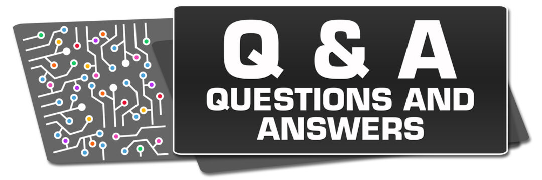 Q And A - Questions And Answers Dark Colorful Circuit Elements Rounded Squares Horizontal 
