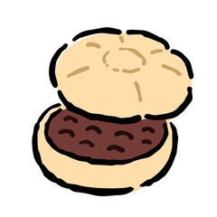 Illustration of Monaka: Illustration like hand drawn illustration with ink and brush