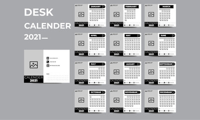Calendar 2021 for monthly calendar template design set.2021 Calendar - illustration.Mock up.vector template.