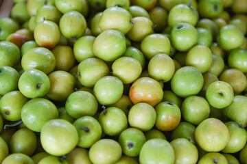 Monkey Apple fruit - Green jujubes on wooden box in the fruit market Asian