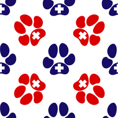 Fototapeta premium Cat Dog Paw Pattern Icon Medical Print Pet Vector