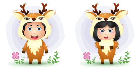 cute couple using the deer costume