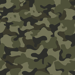 
Camouflage seamless pattern. Army texture from spots. Print on fabric on paper. Vector