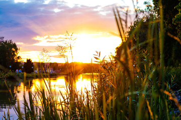 sunset over the river