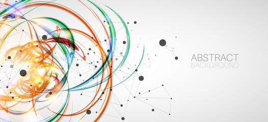 Abstract swirling colored background for design works. Futuristic geometric composition.