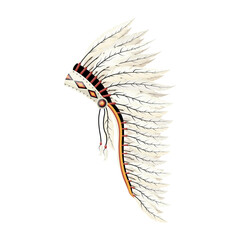 Cartoon feather headdress, native americans feather hat. Vector illustration.