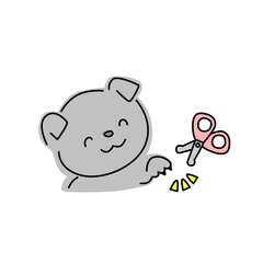 Fototapeta premium 犬の爪切りのイラスト