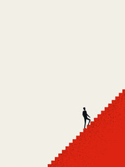 Business career opportunity vector concept. Businessman climbing stairs, career ladder. Motivation, ambition symbol.