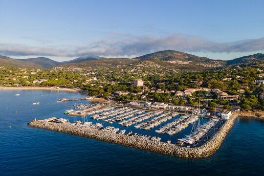 Aerial view of Les Issambres harbour in French Riviera (South of France)