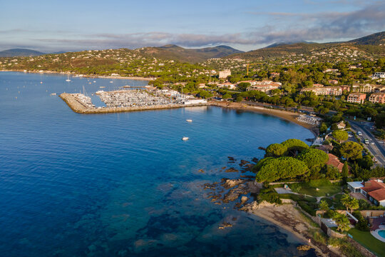 Aerial view of Les Issambres harbour in French Riviera (South of France)