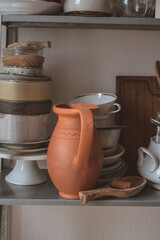 clay pots in the kitchen