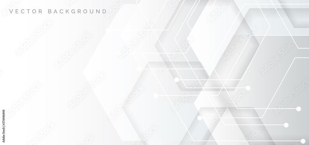 Aufkleber abstract banner web white and gray geometric hexagon overlapping technology corporate concept backgr