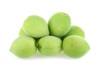 green plum fruit isolated on white background