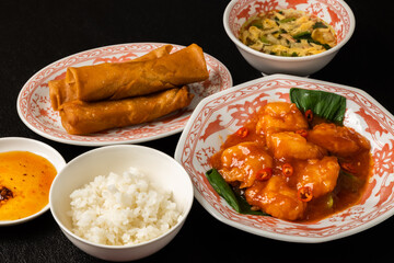 中華料理　集合　Delicious Chinese food group photo