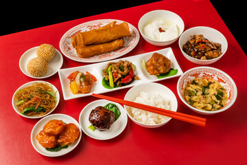 中華料理　集合　Delicious Chinese food group photo