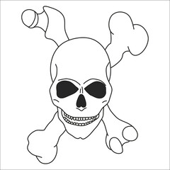 Skull with bones. Vector illustration isolated on white background.