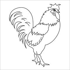 Brave rooster. Coloring book for children. Vector illustration isolated on white background.