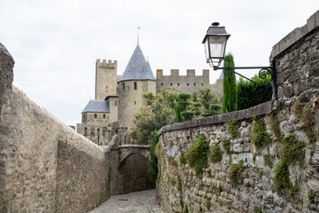 The medieval castle Cité de Carcassonne in Occitanie, France