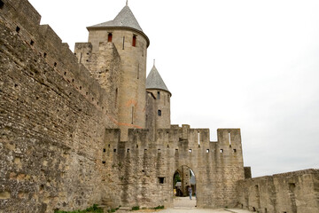 Fototapeta na wymiar The medieval castle Cité de Carcassonne in Occitanie, France