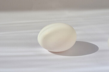 White chicken eggs on a light background.