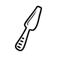 Hand drawn cake spatula on a white isolated background. Elements of kitchen utensils. Doodle, simple outline illustration. It can be used for decoration of textile, paper and other surfaces.