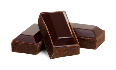 Dark chocolate bars stack isolated on white