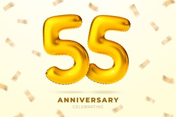 Vector anniversary golden ballons number 55