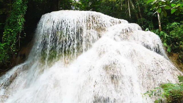 Mae Kae waterfall is hidden in the tropical rainforest, Lampang, Thailand.