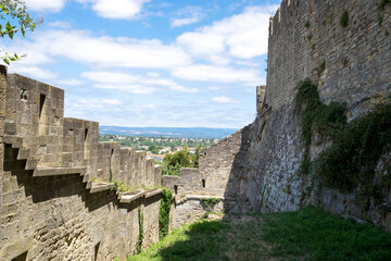 The medieval castle Cité de Carcassonne in Occitanie, France