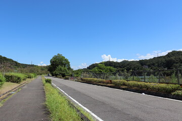 日本の川沿いの公園の景色