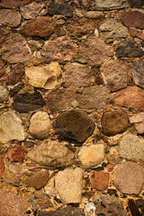 texture of a stone wall with large and small stones