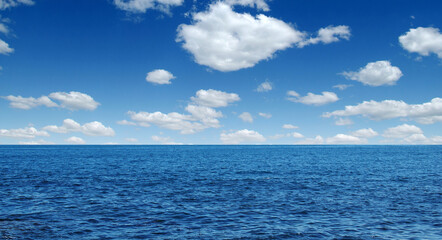 Blue sea with waves and sky