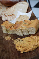 Home made breads on a platter.
