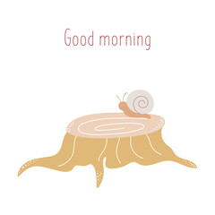 snail on a tree stump