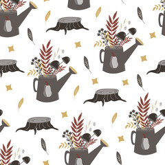 pattern watering can with flowers