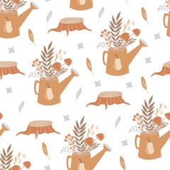 pattern watering can with flowers