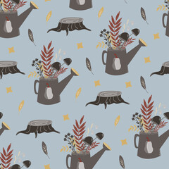 pattern watering can with flowers