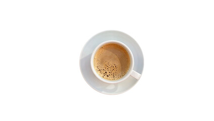 Top view coffee cup on isolated white background