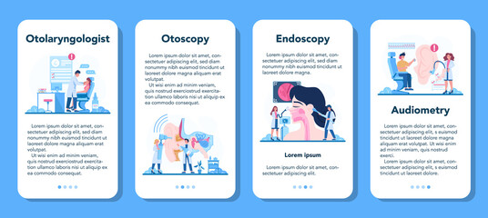 Otorhinolaryngologist mobile application banner set. Healthcare concept