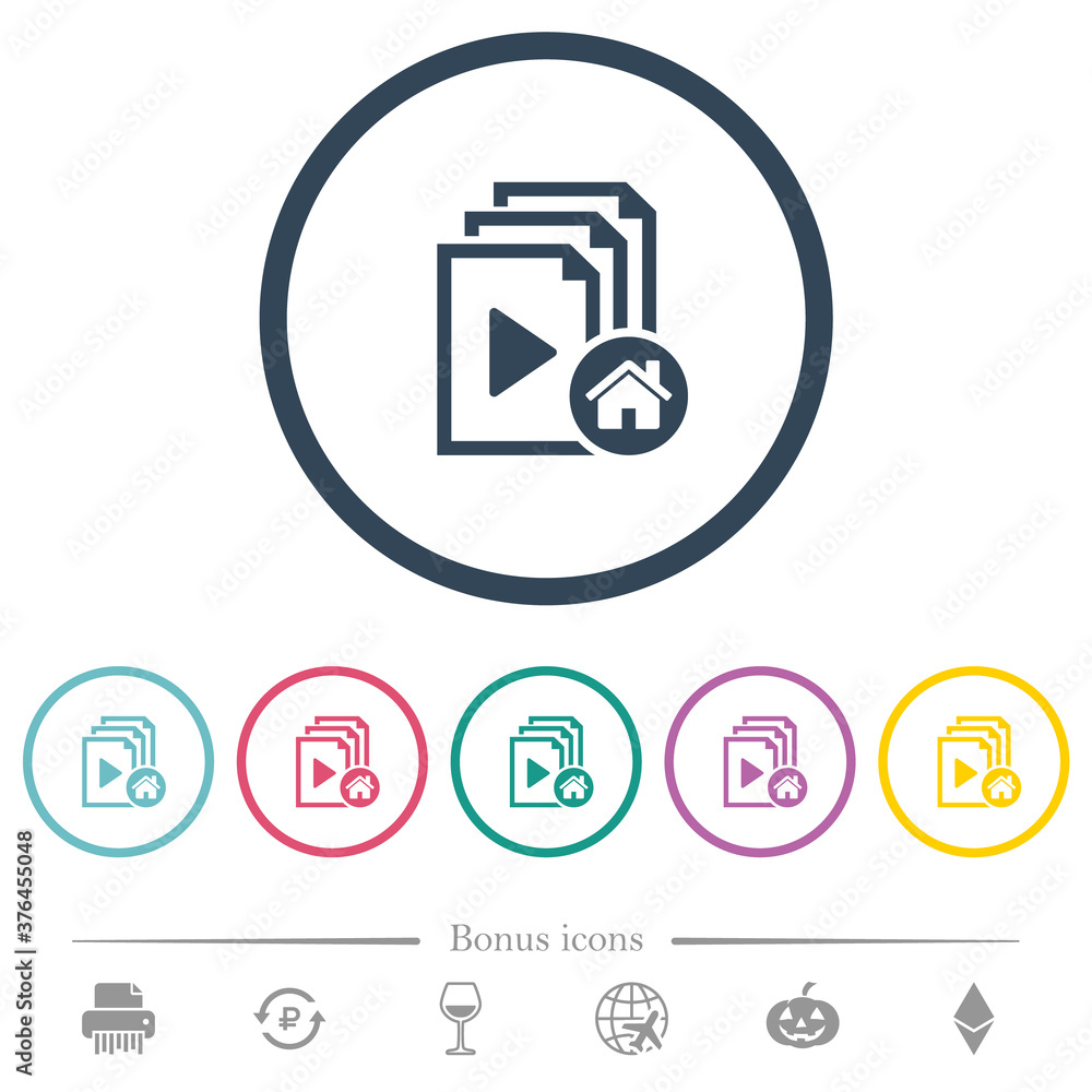Poster default playlist flat color icons in round outlines