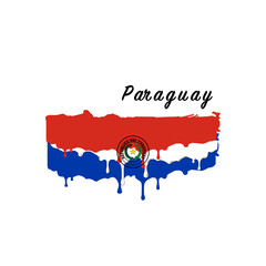 Painted Paraguay flag, Paraguay flag paint drips. Stock vector illustration isolated on white background