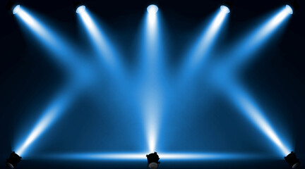 Concert stage with blue spotlight