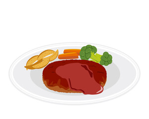 Vector illustration of hamburger steak .