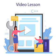IT education online service or platform. Student write software
