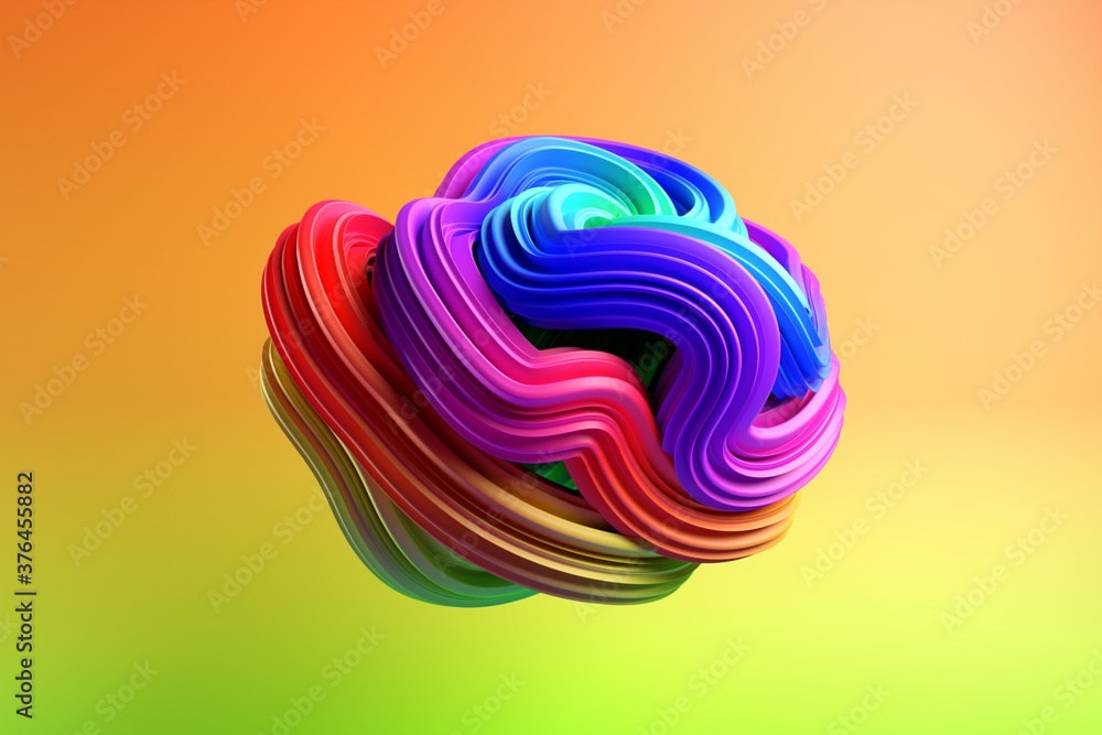 Poster abstract modern dynamic rainbow spectrum colored flowing curve swirl or twirl spiral shape object on